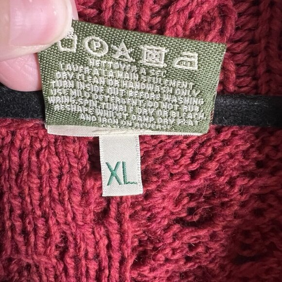 Carraigdonn Womens Cardigan Made in Ireland 100% Merino Wool Red Sweater Size XL - Picture 7 of 10